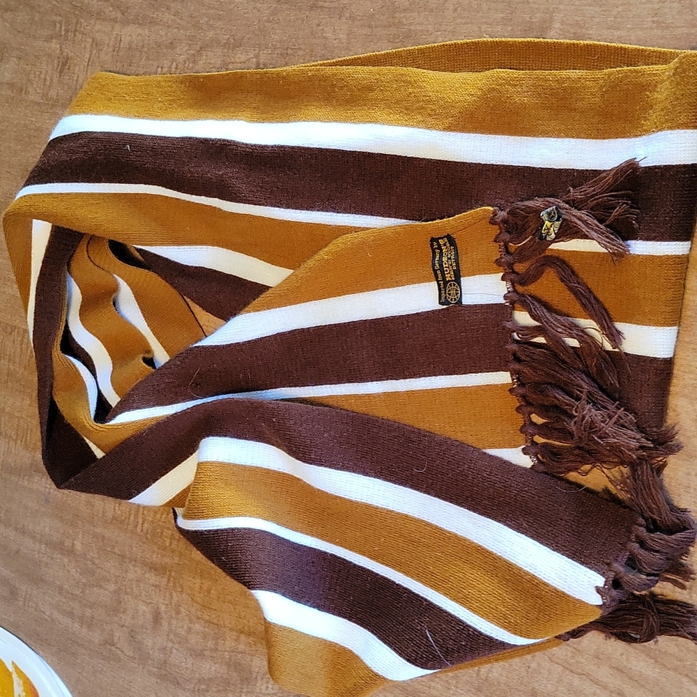 Hudsons men's scarf made in West Germany. Note stain on scarf.